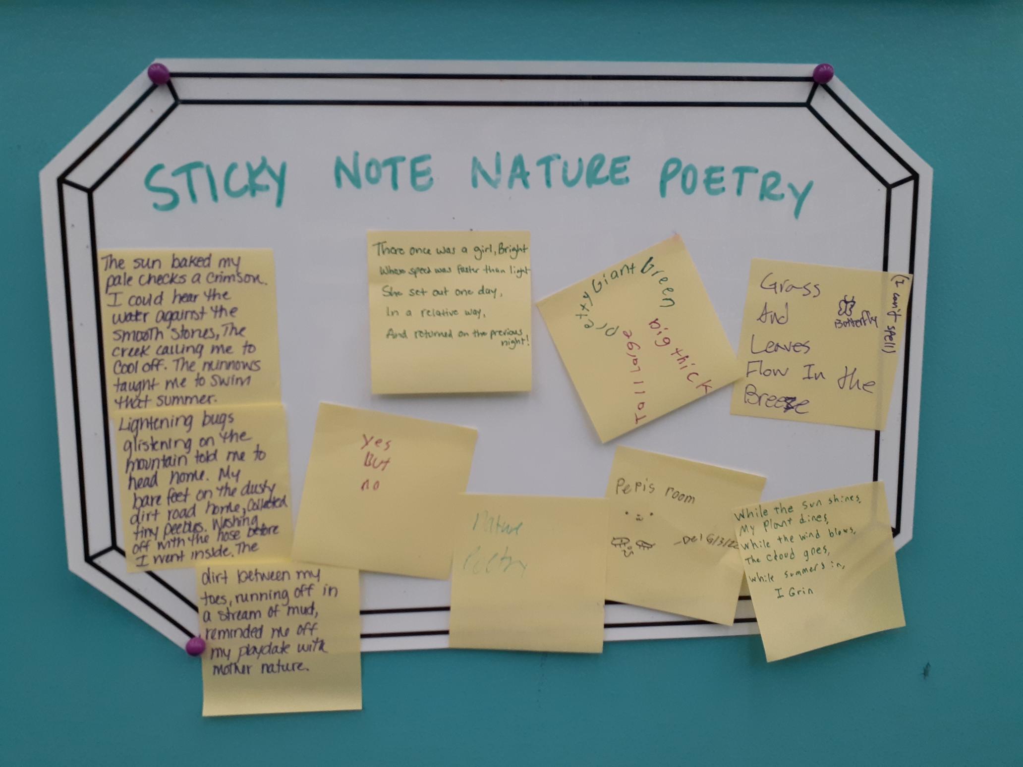 sticky note nature poetry